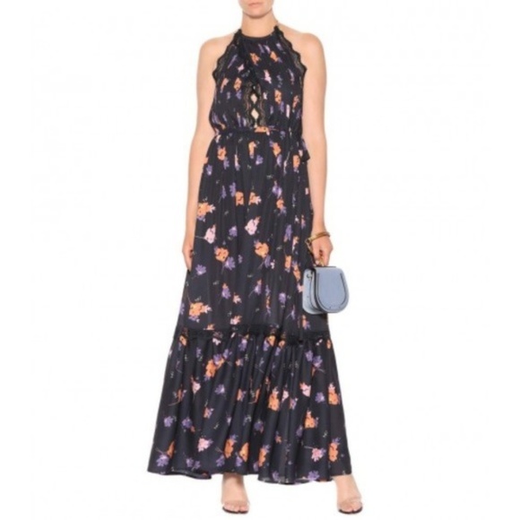 Self-Portrait Dresses & Skirts - NWT Self Portrait Floral-printed Crêpe Halter Neck